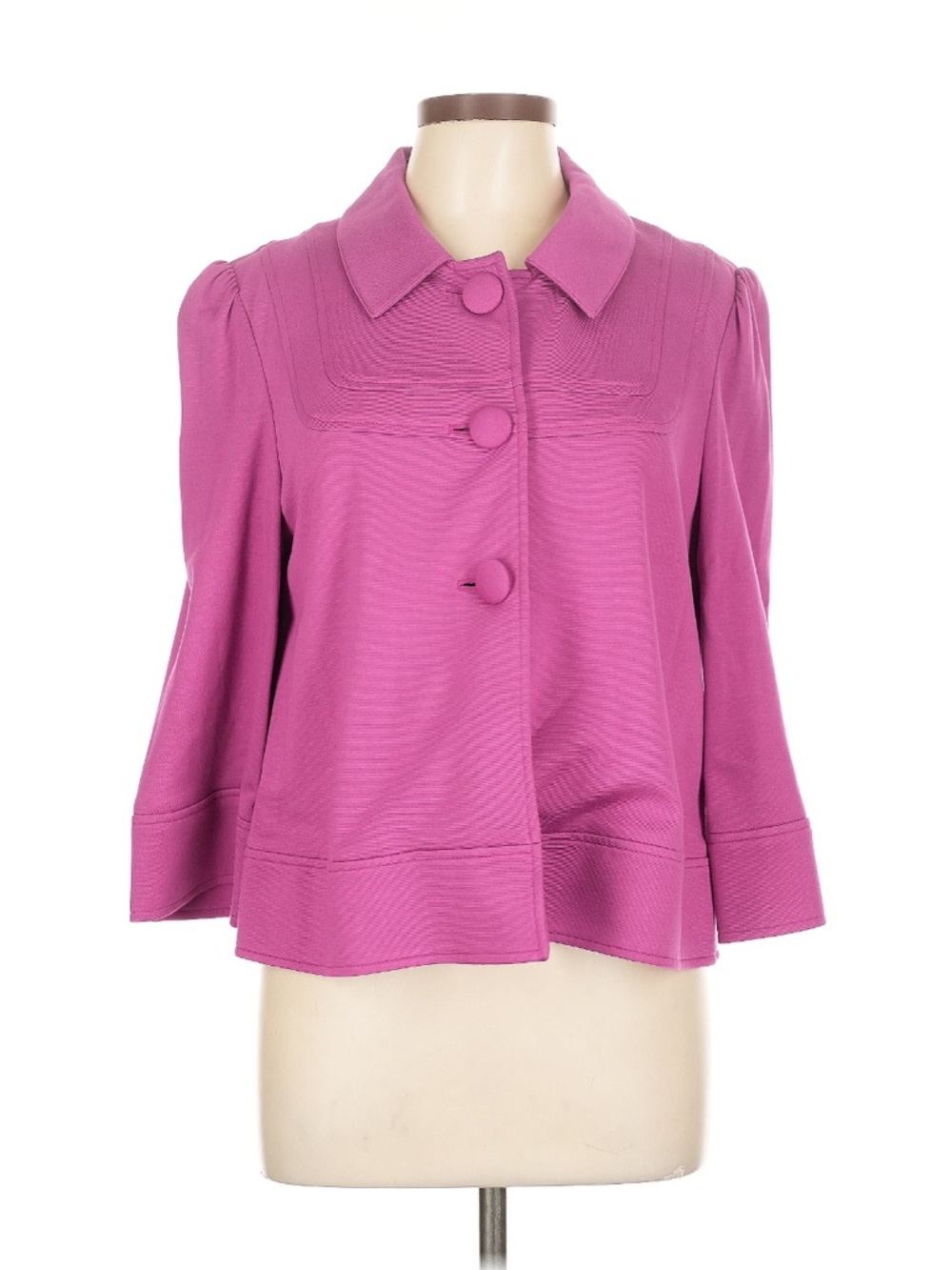 Style & Co Pink Textured Button Front Cropped Blazer Jacket Size 12